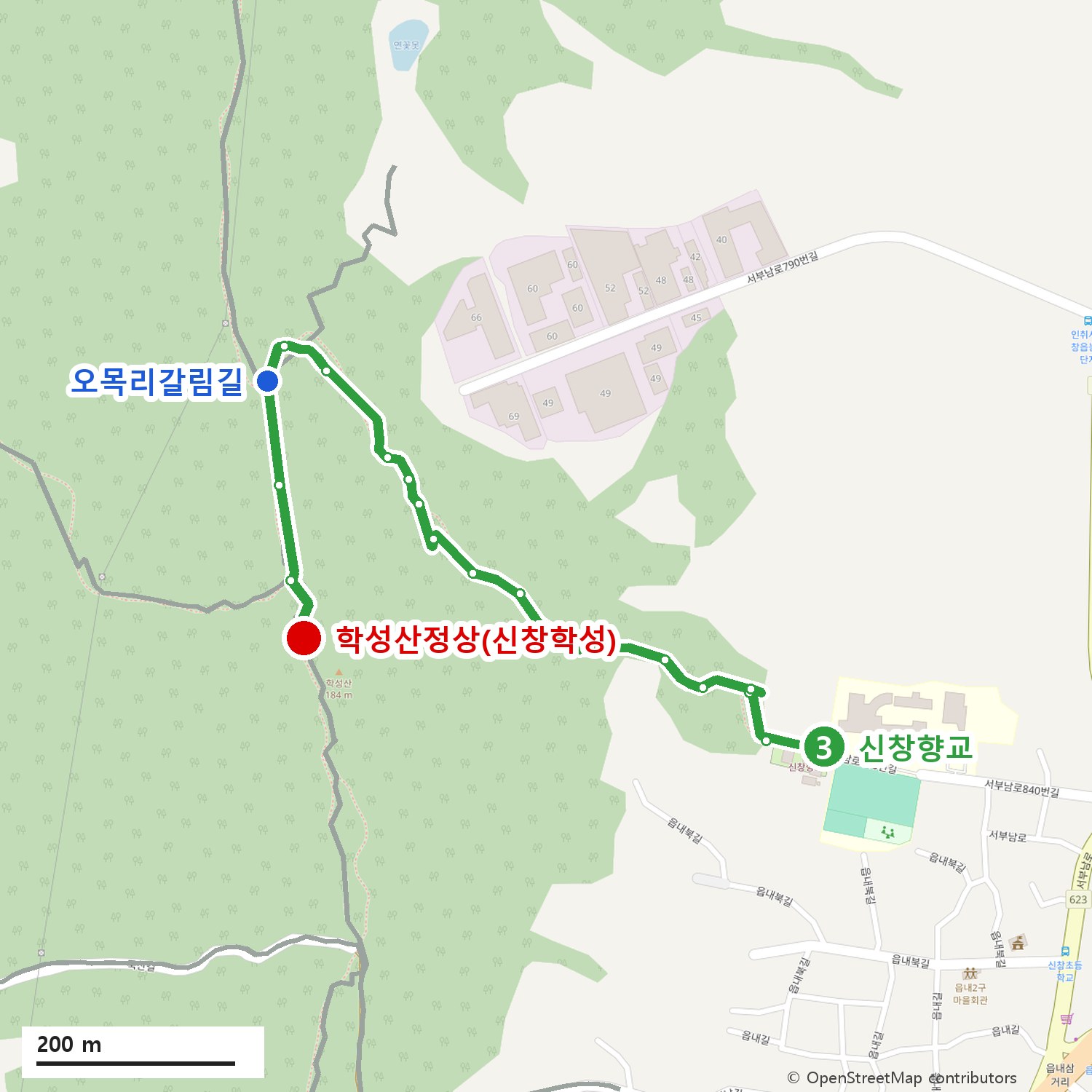 학성산 둘레숲길 3코스 지도