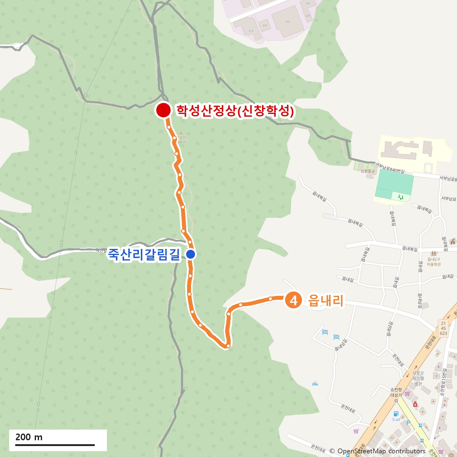 학성산 둘레숲길 4코스 지도