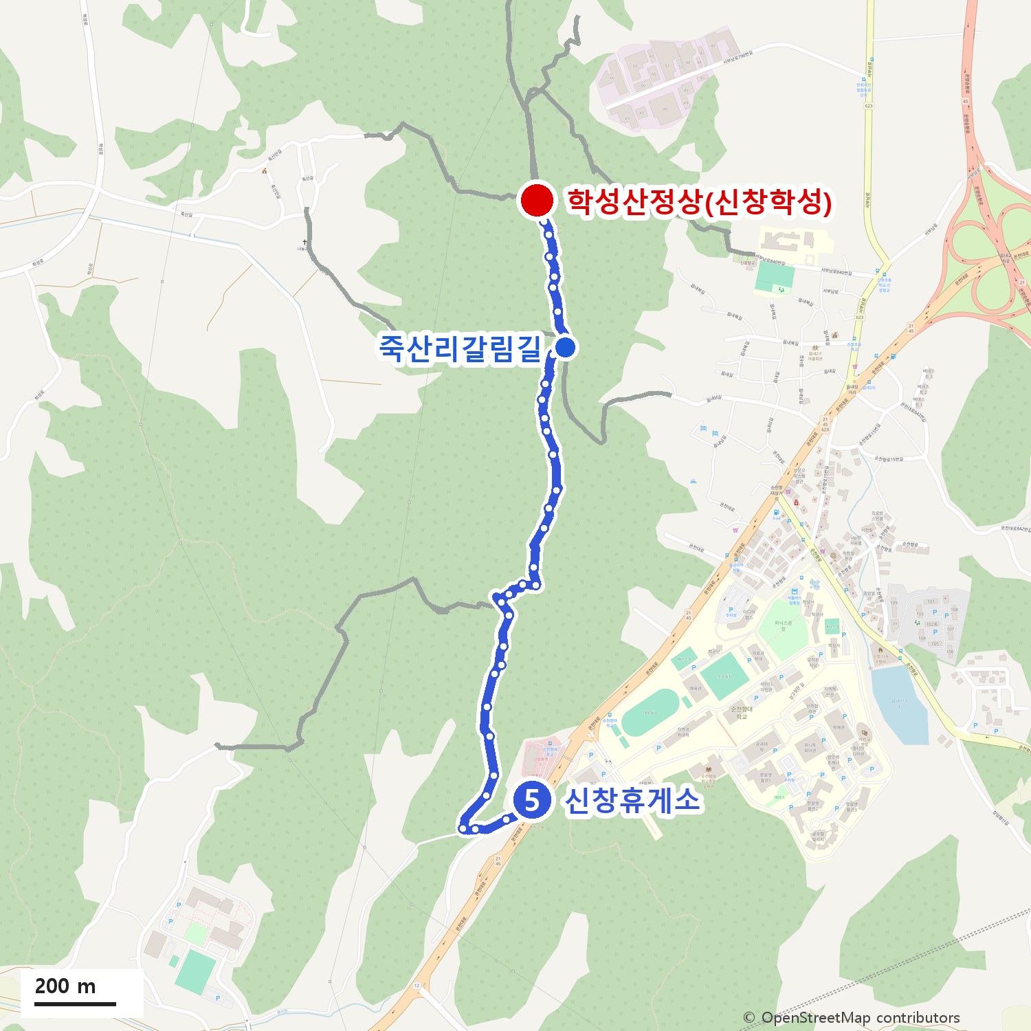 학성산 둘레숲길 5코스 지도