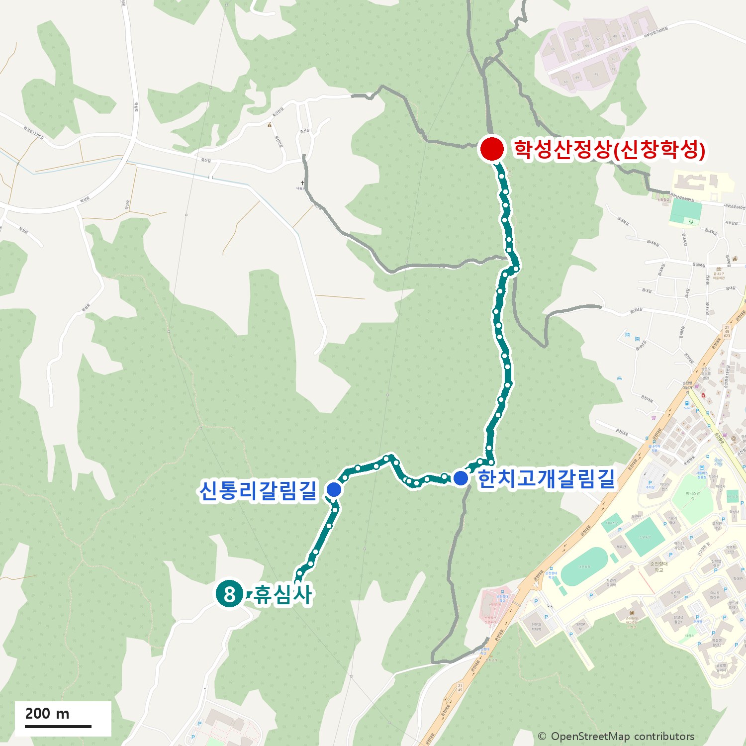 학성산 둘레숲길 8코스 지도